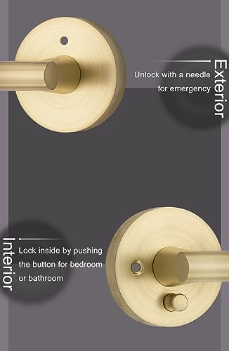 goldenwarm Gold Interior Door Handles, Gold Privacy Lever Door Handle,