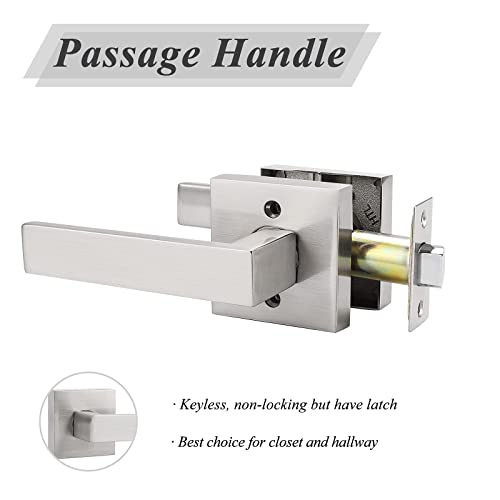 Probrico Passage Door Handle Interior Door Lever Satin Nickel,Keyless Features,