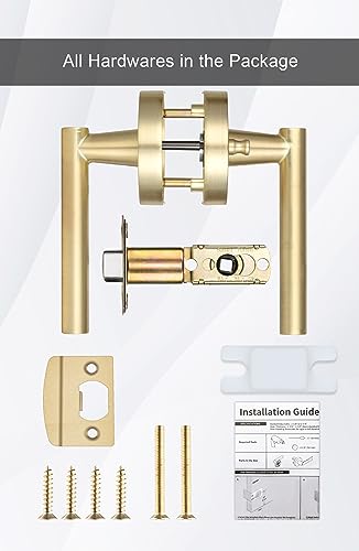 goldenwarm Gold Interior Door Handles, Gold Privacy Lever Door Handle,