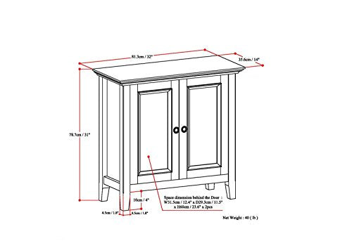 AI Cabinets Amherst SOLID WOOD 32 inch Wide Transitional Low Storage Cabinet