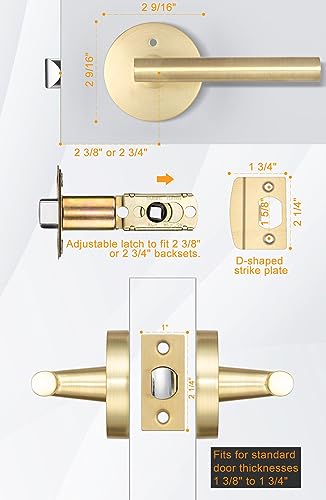 goldenwarm Gold Interior Door Handles, Gold Privacy Lever Door Handle,