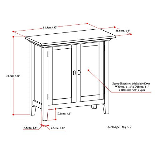 AI Cabinets Redmond SOLID WOOD 32 inch Wide Transitional Low Storage Cabinet