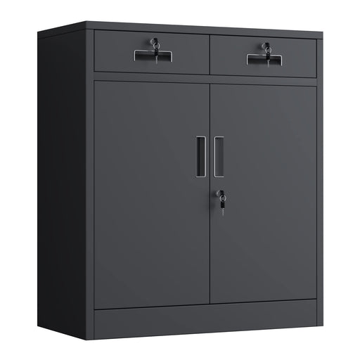 AI Cabinets Metal Storage Cabinet with Locking Doors and 2 Drawers, Lockable Storage Cabinets