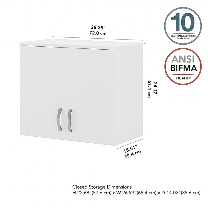 AI Cabinets Furniture Universal 24-inch Wall Cabinet with Doors and 2 Shelves, White (UNS428WH)