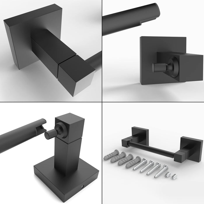 Ruacq Toilet Paper Holder Matte Black Double Post Pivoting Square Tissue Holders