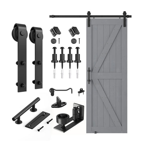 SMARTSTANDARD 30in x 84in Sliding Barn Door with 5ft Barn Door Hardware Kit Included,