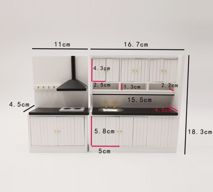 Dollhouse Kitchen Cabinets Two-piece European-style Kitchen