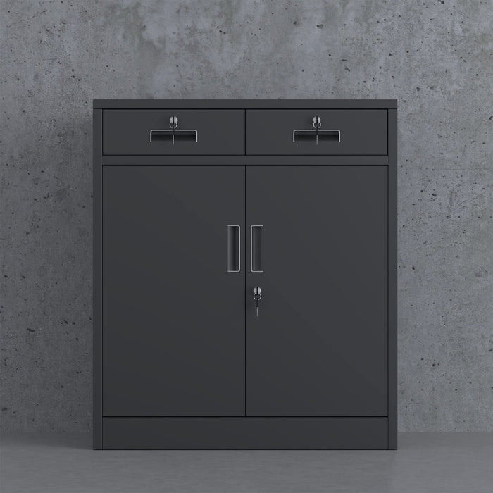 AI Cabinets Metal Storage Cabinet with Locking Doors and 2 Drawers, Lockable Storage Cabinets