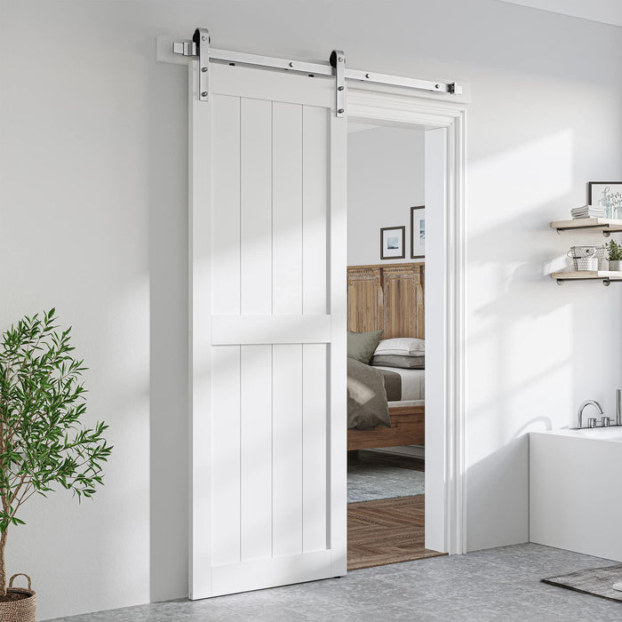 SmartStandard 30 x 84 inch White Barn Door Slab MDF Non-Bending Sliding Closet Door,