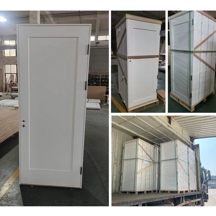 30*80" 1 Panel Interior Shaker Style Molded Door White Primed Hollow Core Internal  Modern Doors Mdf Wooden Slab Door