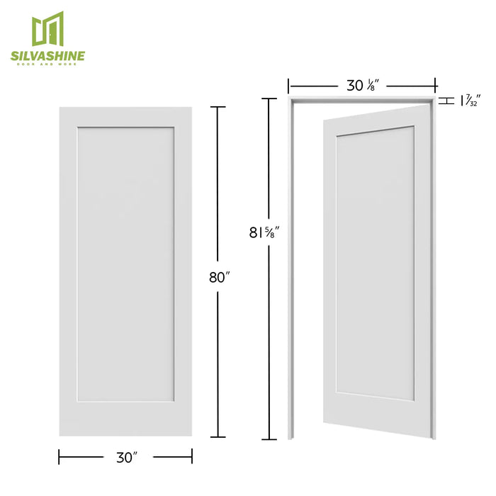 30*80" 1 Panel Interior Shaker Style Molded Door White Primed Hollow Core Internal  Modern Doors Mdf Wooden Slab Door