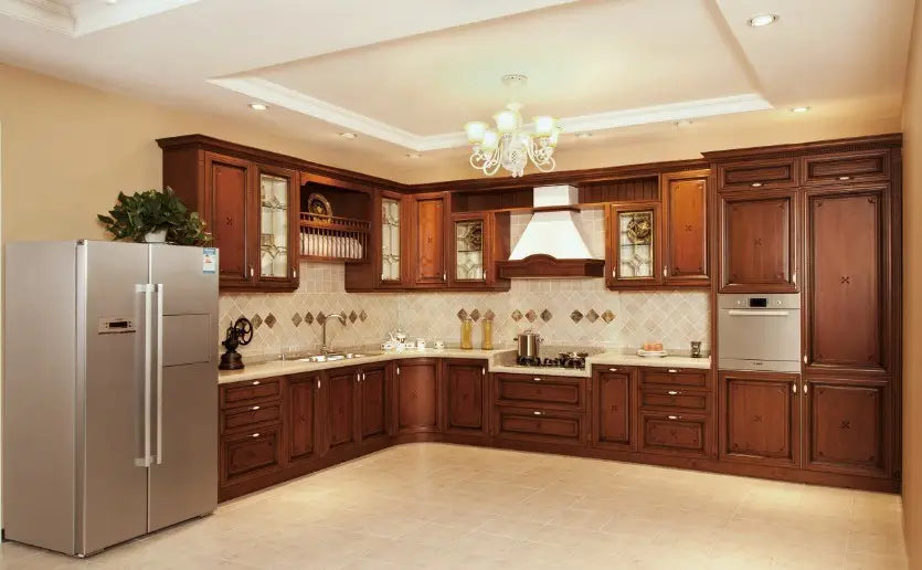 Free 3D customized high technical modular custom color simple design solid cherry maple wood  kitchen cabinet