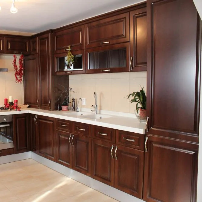 Free 3D customized high technical modular custom color simple design solid cherry maple wood  kitchen cabinet