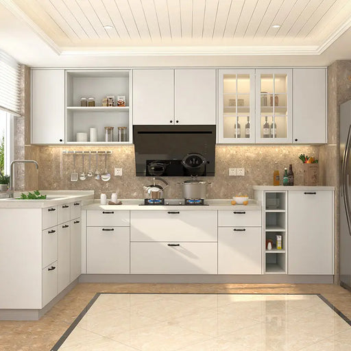 Sell like hot cakes finished prefabricated kitchen cabinets modular solid wood kitchen cabinets made in china