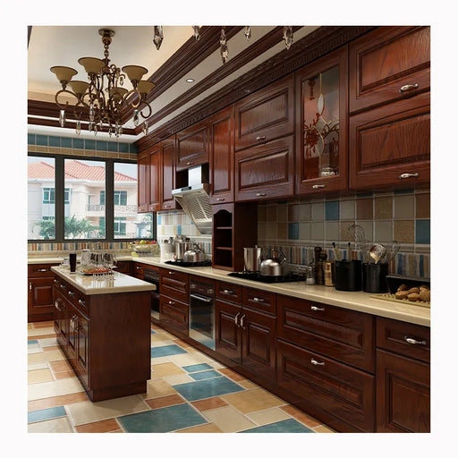 One Stop Whole House Project Customization Solid Wood Kitchen Furniture High End Modern Modular Kitchen Cabinet Manufacture